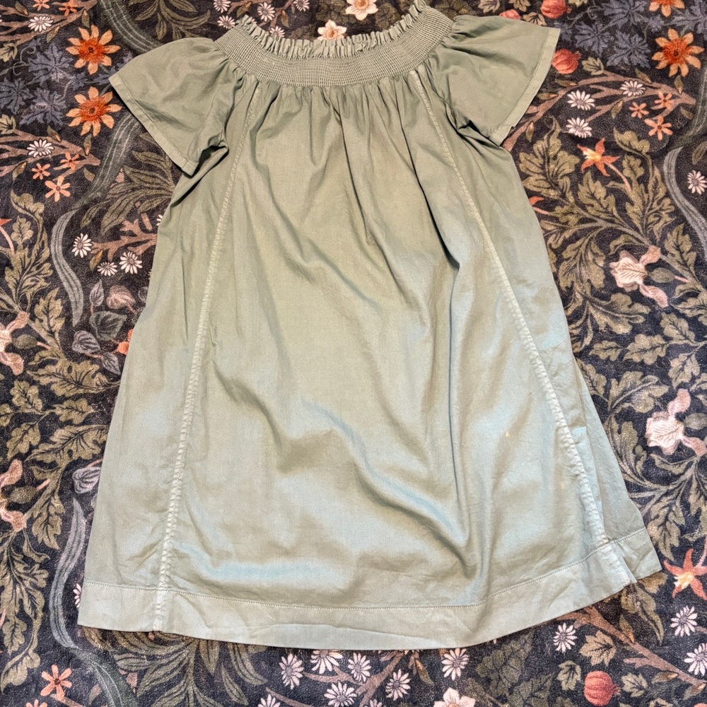 Vineyard Vines Women’s XL Ruched Smock Neck Mini Green Dress Swing A Line Spring